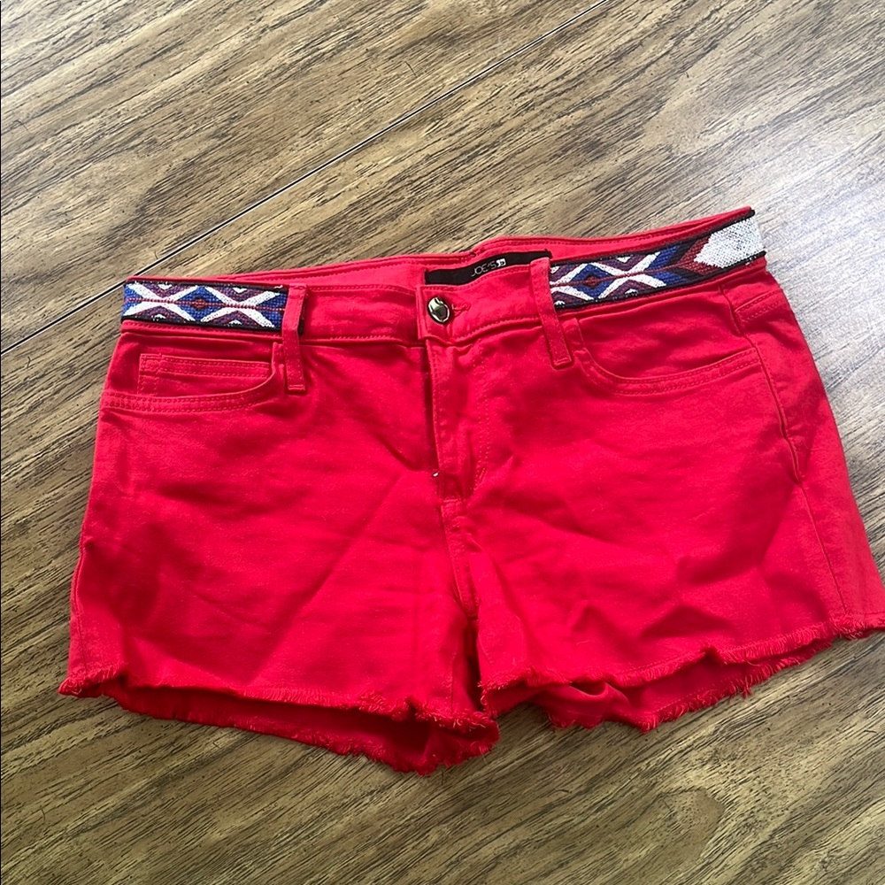 Red Women's Shorts with Embroidered Waistband Joes Jeans Festival Shorts Size 27